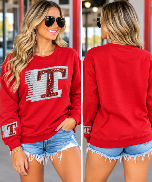 Women’s Red Sequin Flying T Sweatshirt