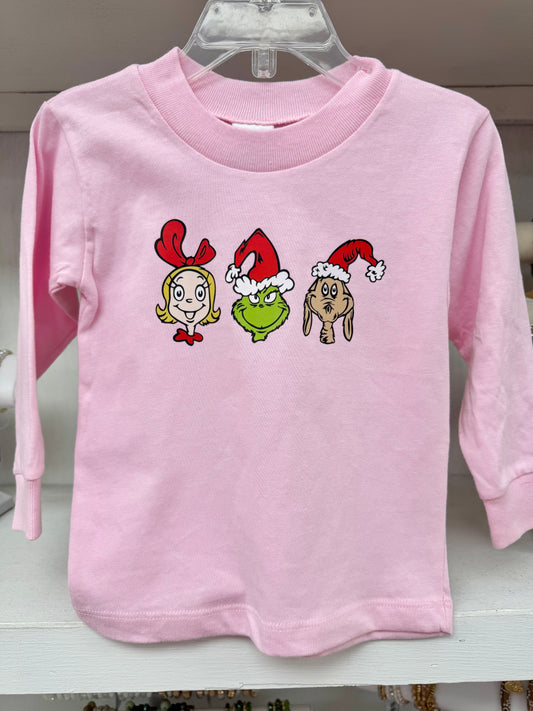 Girl’s Pink Gr*nch Trio L/S Top