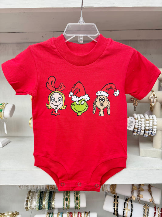 Girl's Red Gr*nch Trio Romper