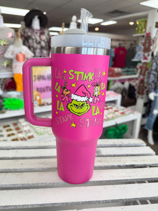 40 oz Gr*nch Pink Stink Stank Stunk Tumbler