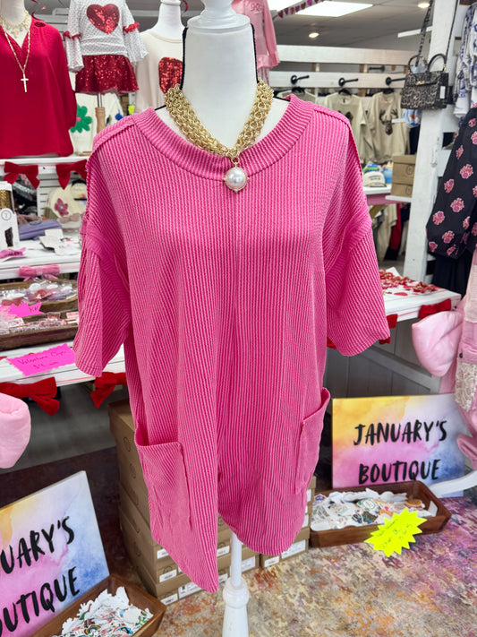 Women’s Pink Rib Jumpsuit