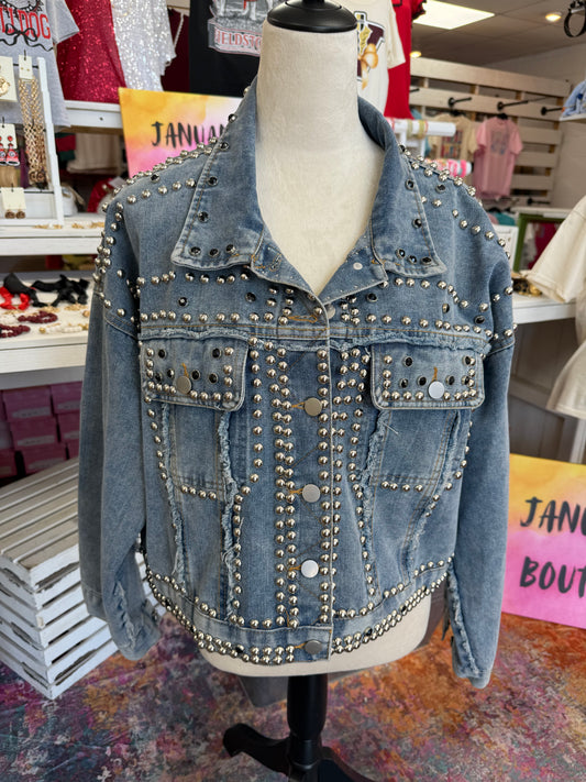 SC Women’s Blue Denim Studded Jacket