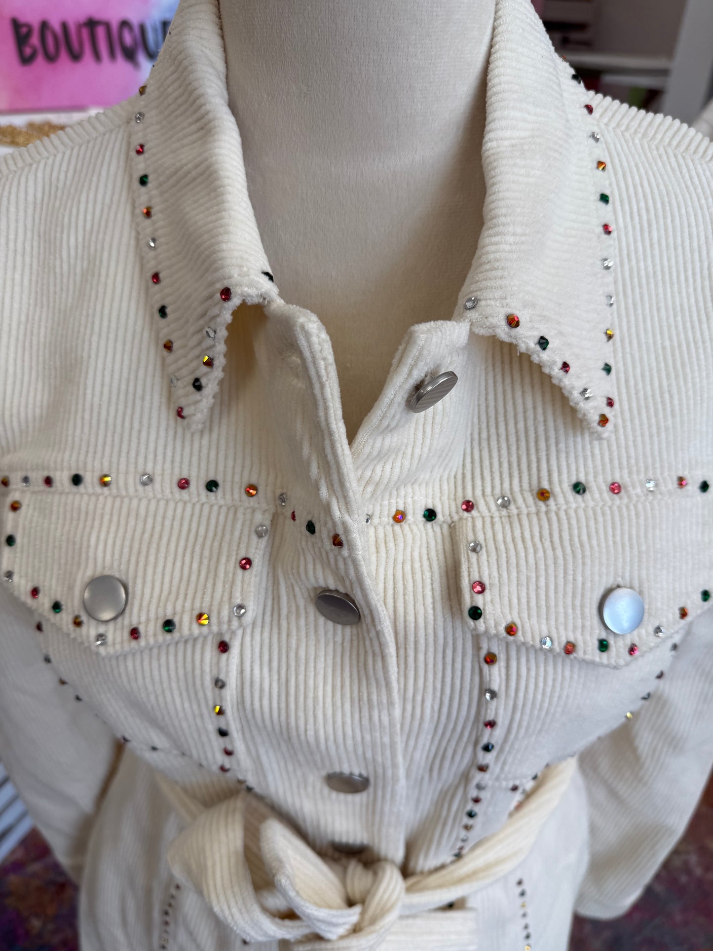 SC Women’s White and Colorful Gem Dress