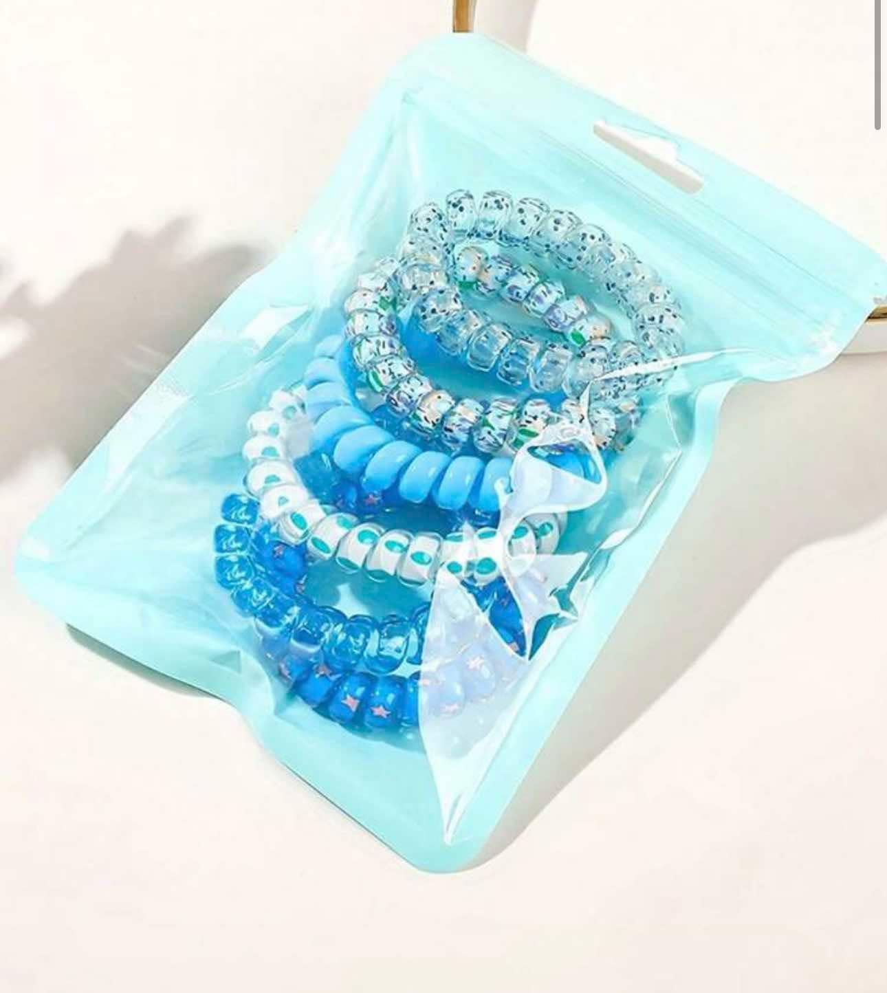 KK Blue Set of 6 Elastic Hair Ties