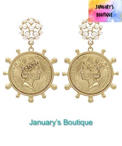 Gold Coin Drop Earrings