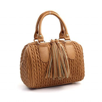 Small Brown Faux Leather Bag With Tassels