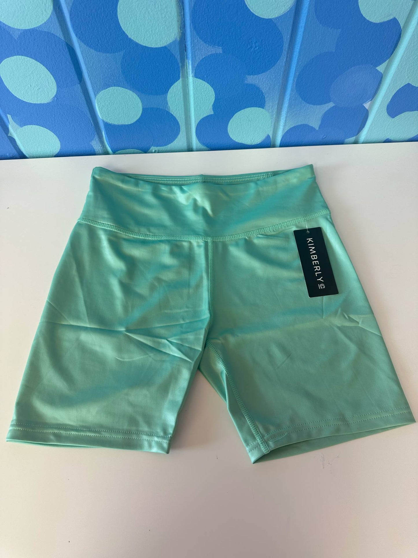 Women's Metallic Seafoam Biker Shorts