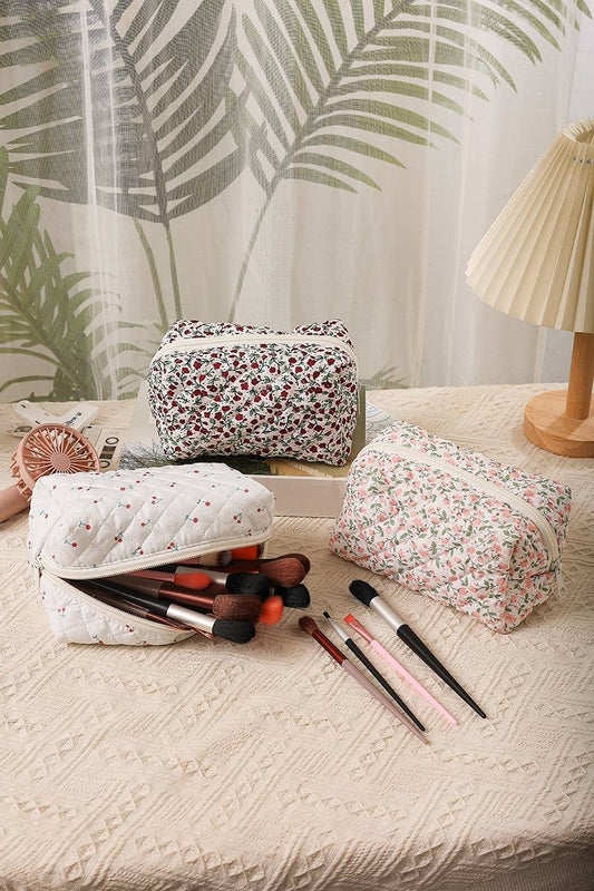 Ditsy Quilted Floral Cosmetic Pouch Bag