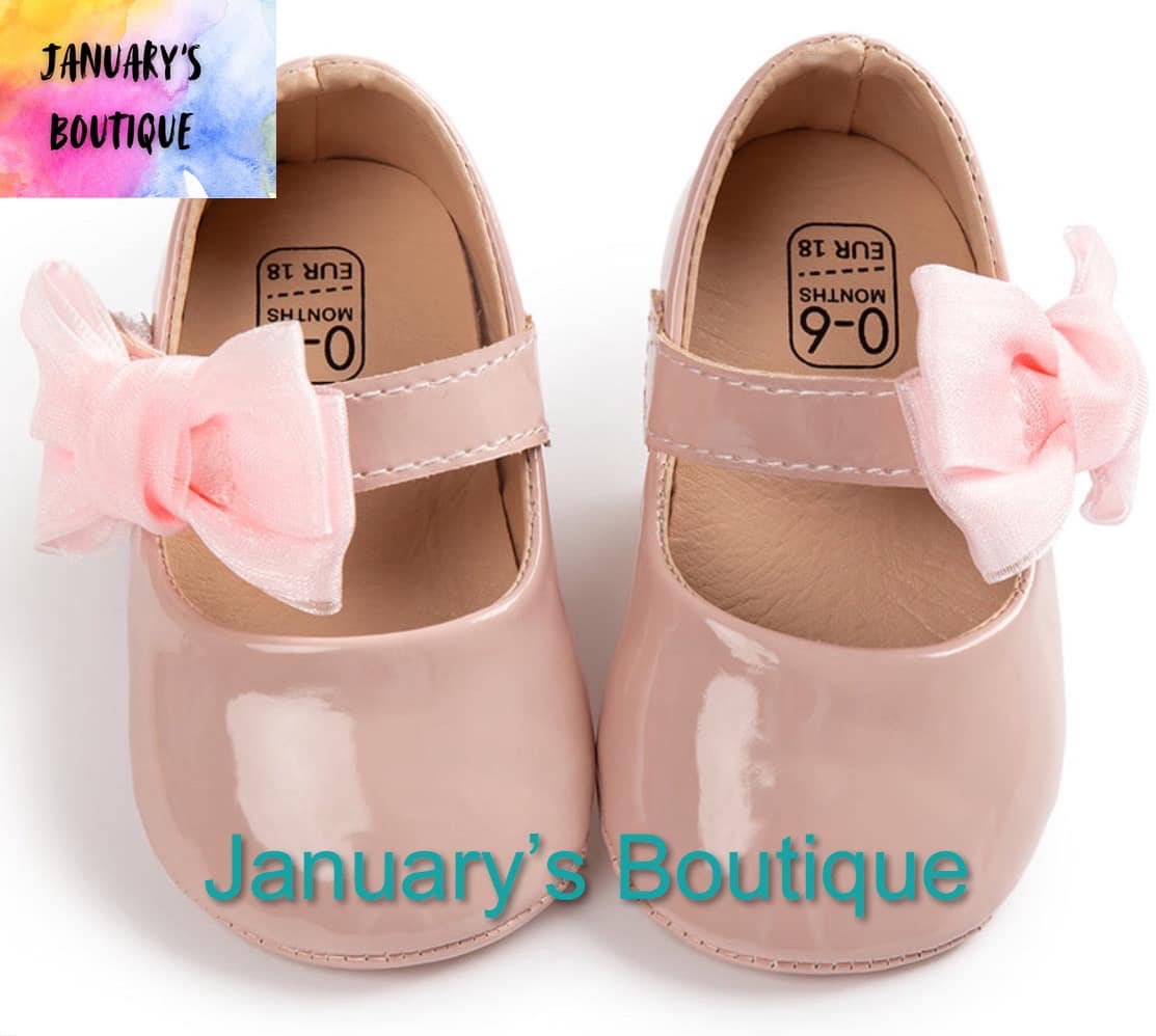 Girl's Pink Side Bow Infant Dress Shoes