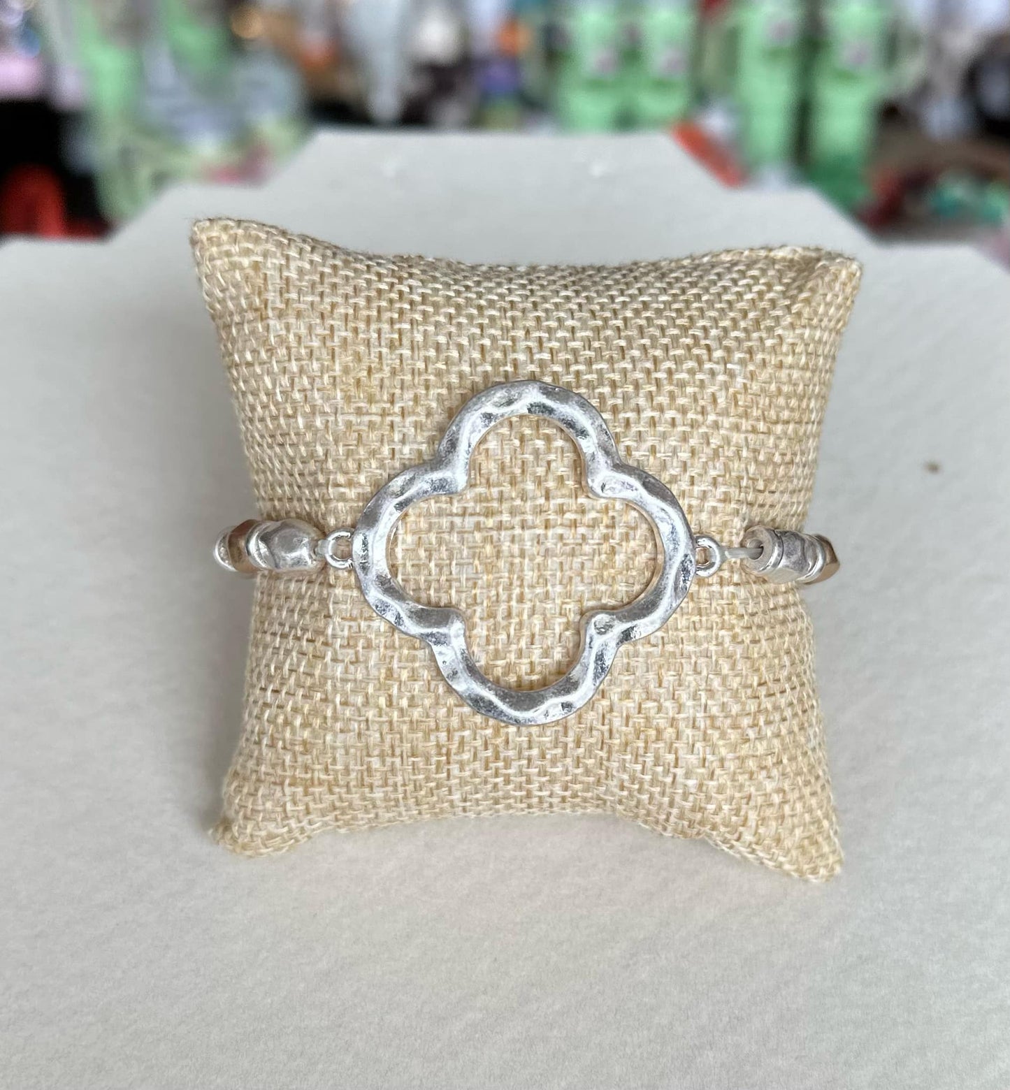 Gold & Silver Lucky Clover Stretchy Chain Bracelet