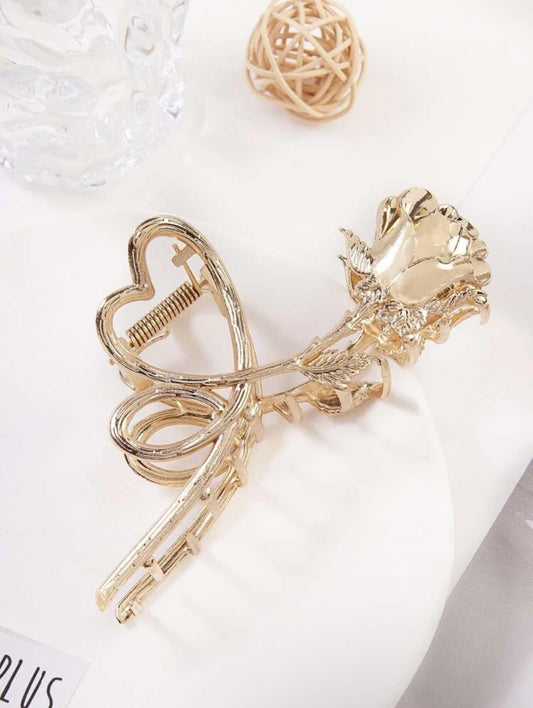 KK Gold Rose Shaped Metal Hair Clip