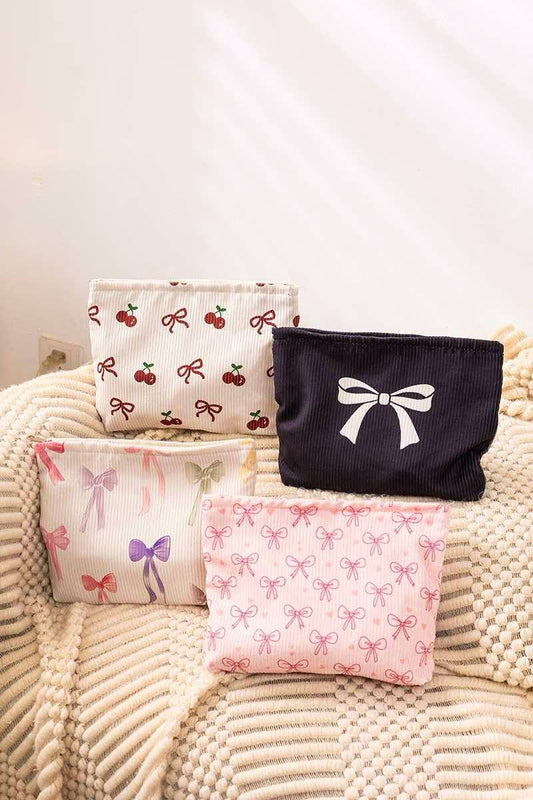 Bowknot Pattern Makeup Cosmetic Clutch Bag