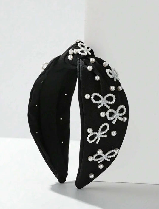 KK Decorative Pearl and Bow Headband