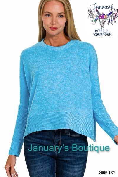 Women's Brushed Dolman Sleeve Deep Sky Sweater