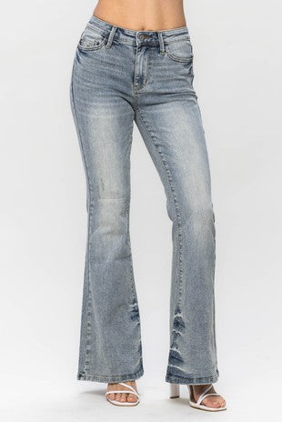 Womens Plus Mid-Rise Tinted Detail Flare