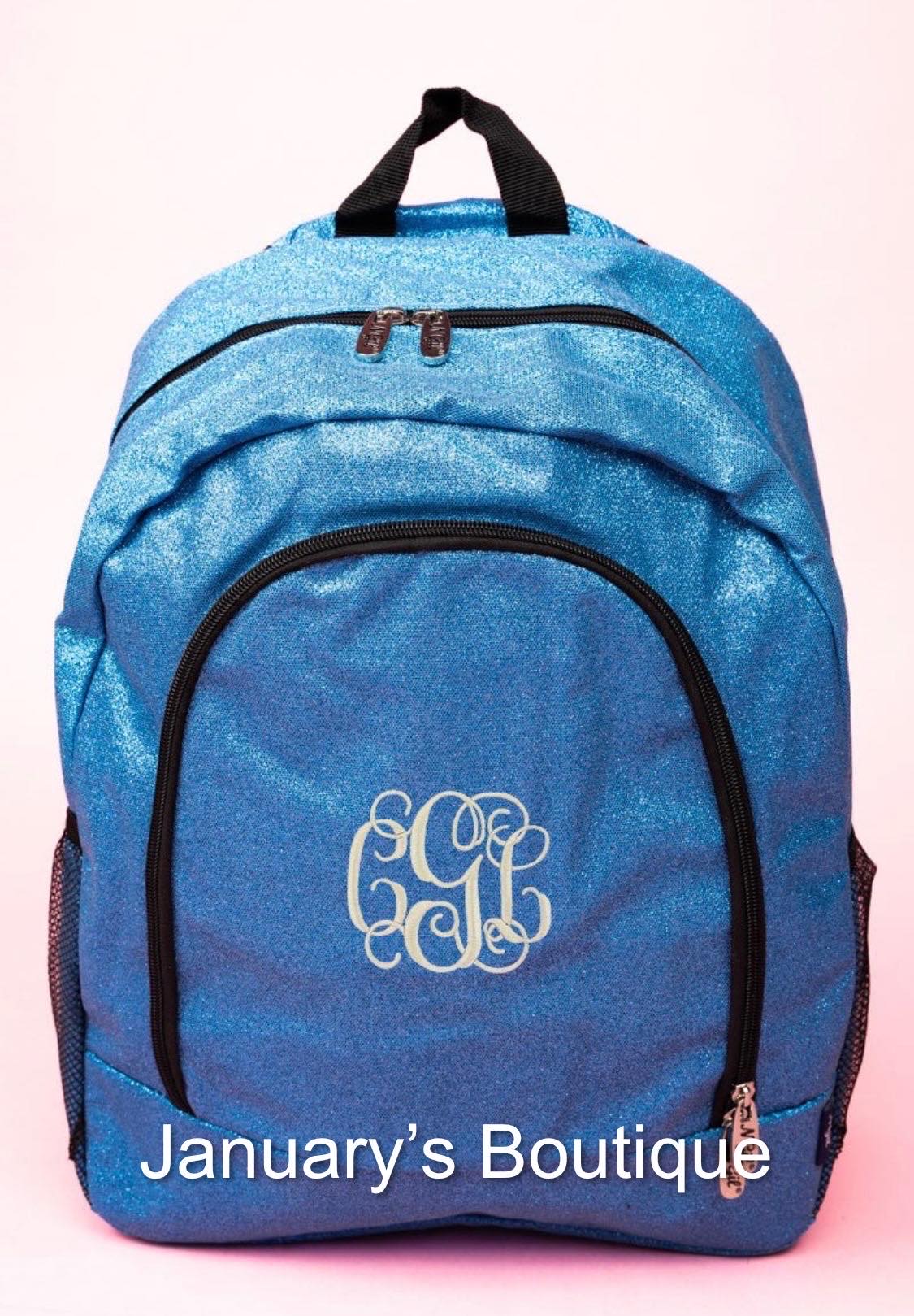 Girls Medium Light Blue Sparkly Backpack